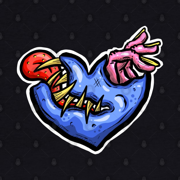 Zombie Heart Tongue and Fingers Blue Valentines Day by Squeeb Creative